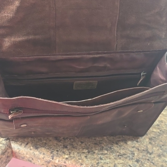 Ruck Sack / Bag Brown Distressed Unisex Leather Career Acadamia College Sz.Lg - Picture 10 of 11